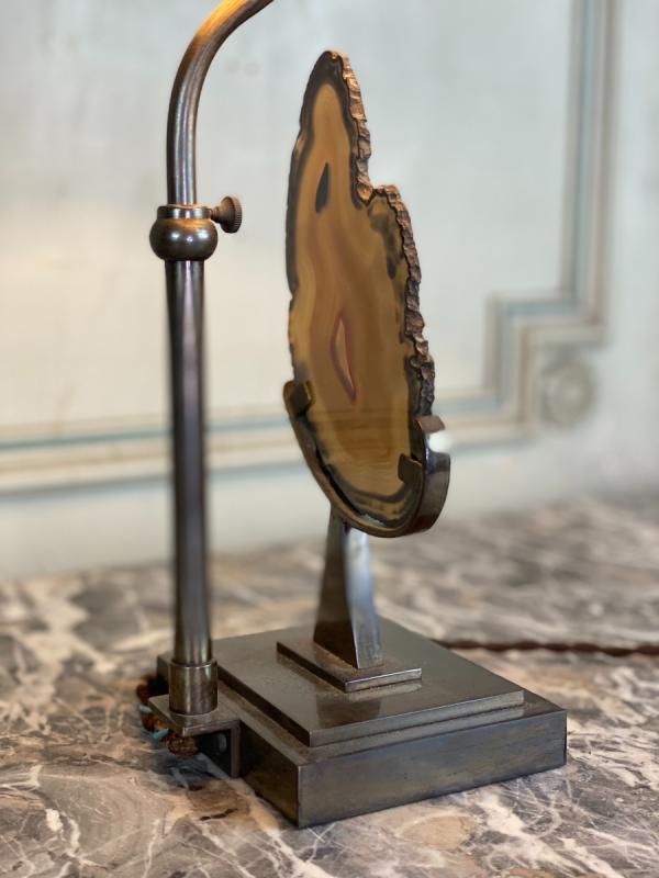 Plaque D'Agathe Montée En Lampe, circa 1980