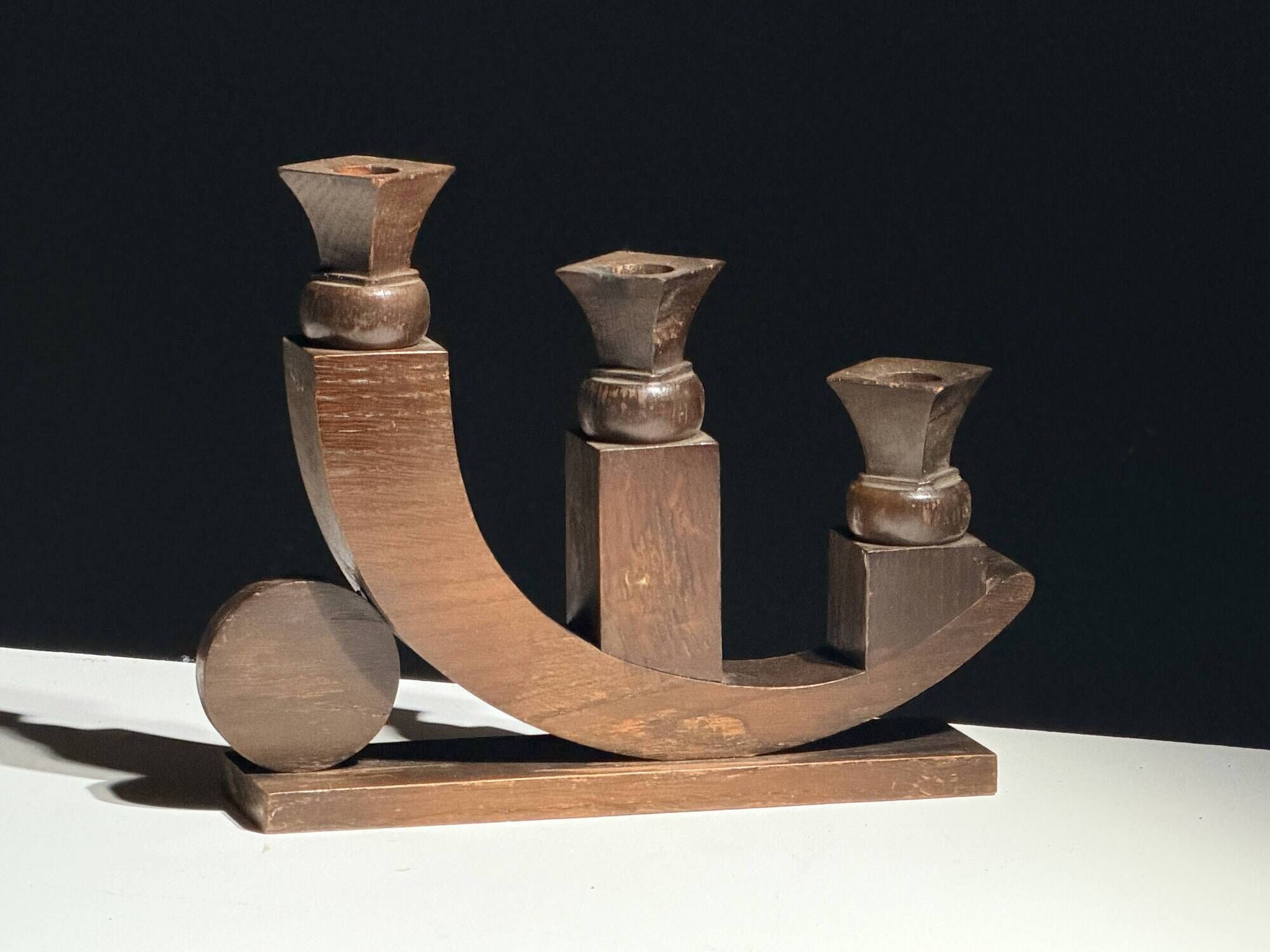 Art Deco chandelier in carved wood – France, circa 1930