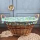 Vintage wicker basket – Blue floral fabric & matching cushion