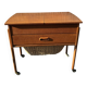 Danish teak sewing table with wicker basket, 1960s