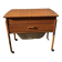 Danish teak sewing table with wicker basket, 1960s