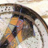 Decorative glazed stoneware plate by Patrick Rollet