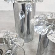 Vintage chrome and glass flower wall sconces