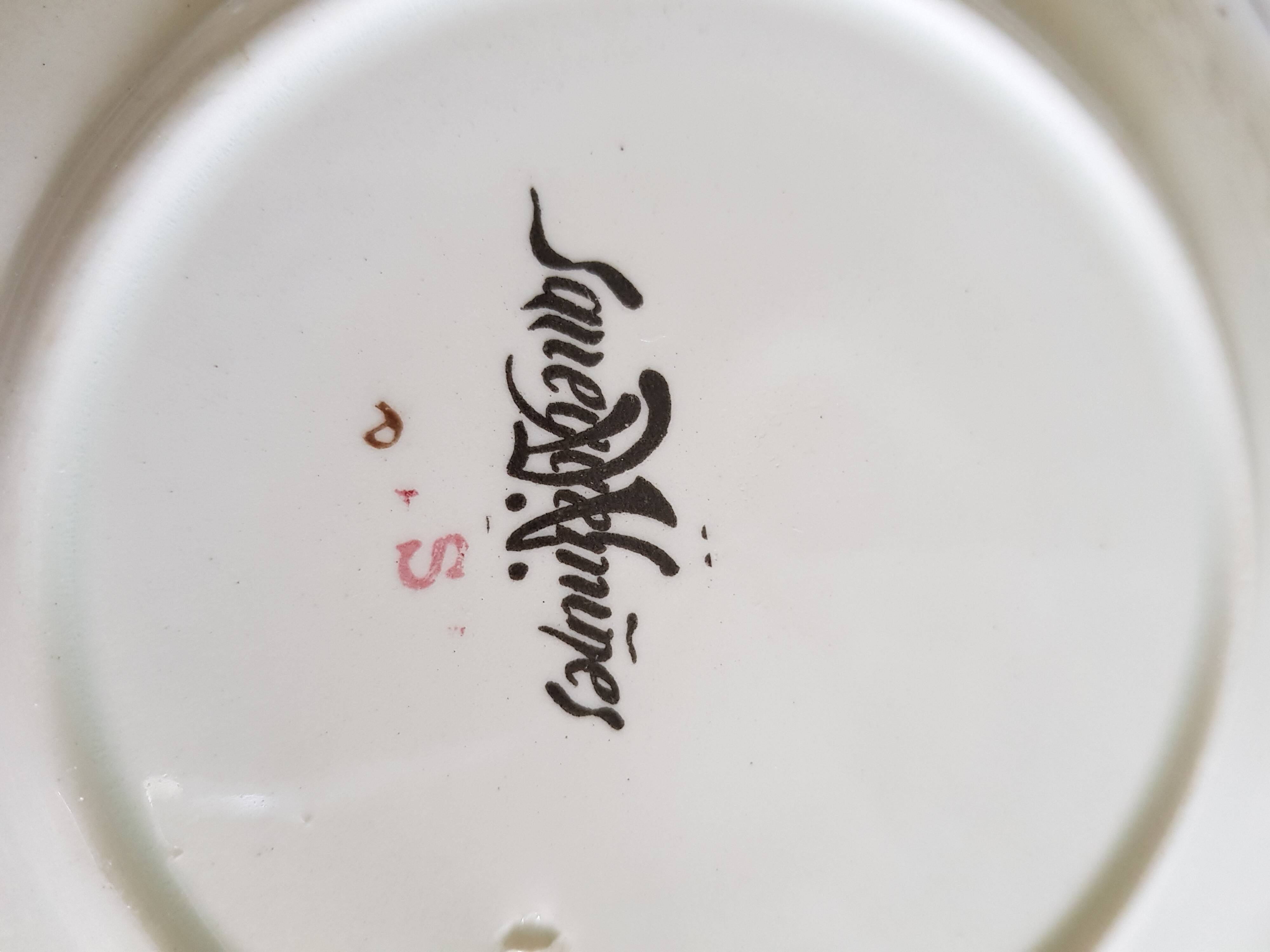 Rare 19th century cup and saucer, Sarreguemines earthenware, Louis XV model