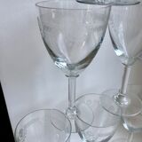 Set of 6 crystal wine glasses engraved 30s