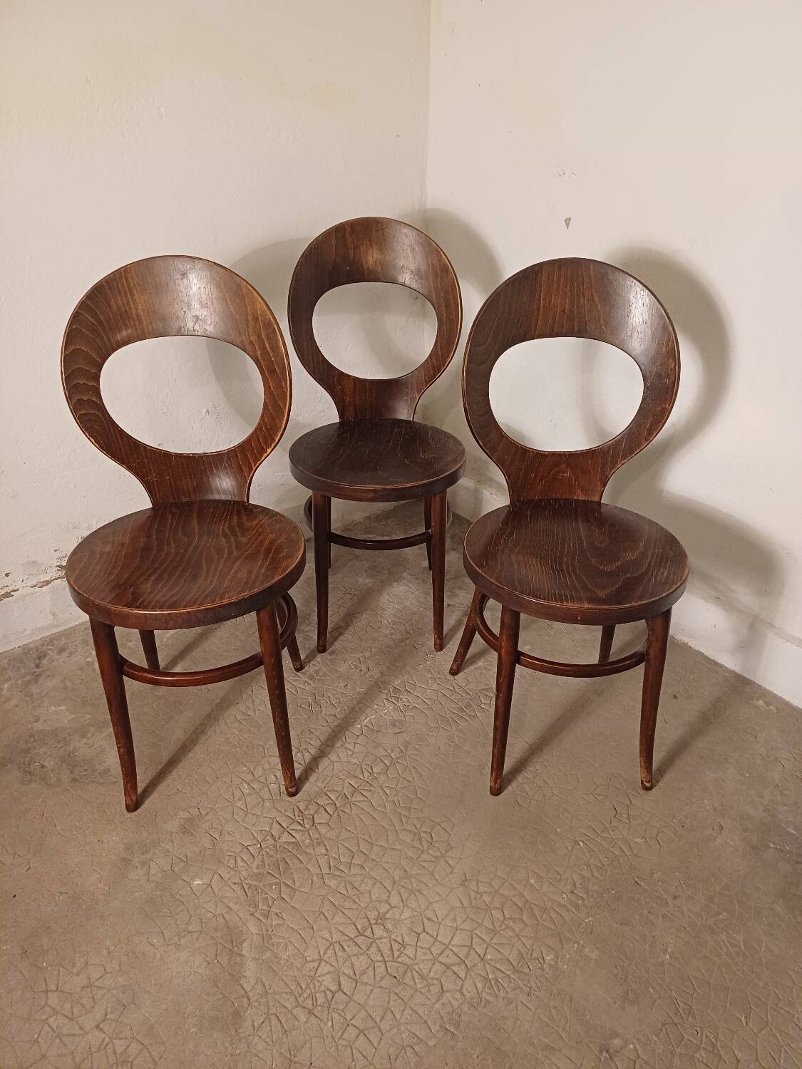 Set of 3 Baumann Mouette bistro chairs