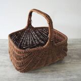 Old Rectangular Dark Wicker Basket