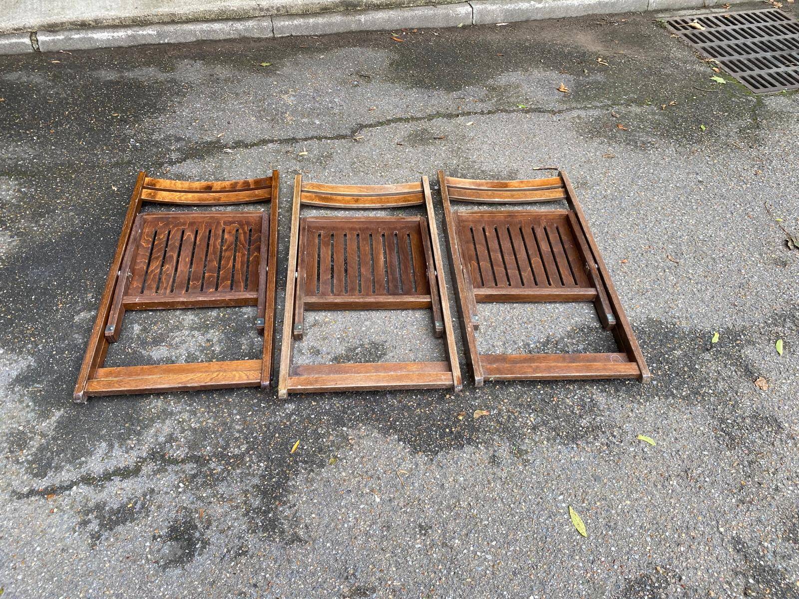 3 Scandinavian folding cane chairs 1950