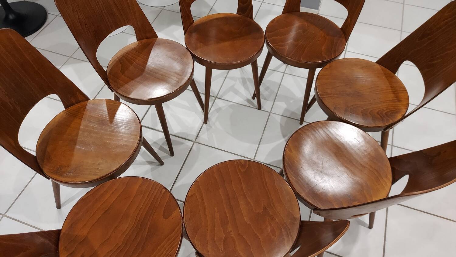 Set of 8 Baumann Bistrot chairs, Mondor model, vintage 1970s