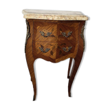 Table de chevet galbée style Louis XV en marqueterie