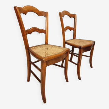 Antique set of chairs walnut with webbing
