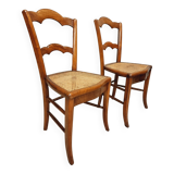 Antique set of chairs walnut with webbing