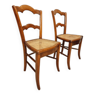 Antique set of chairs walnut with webbing