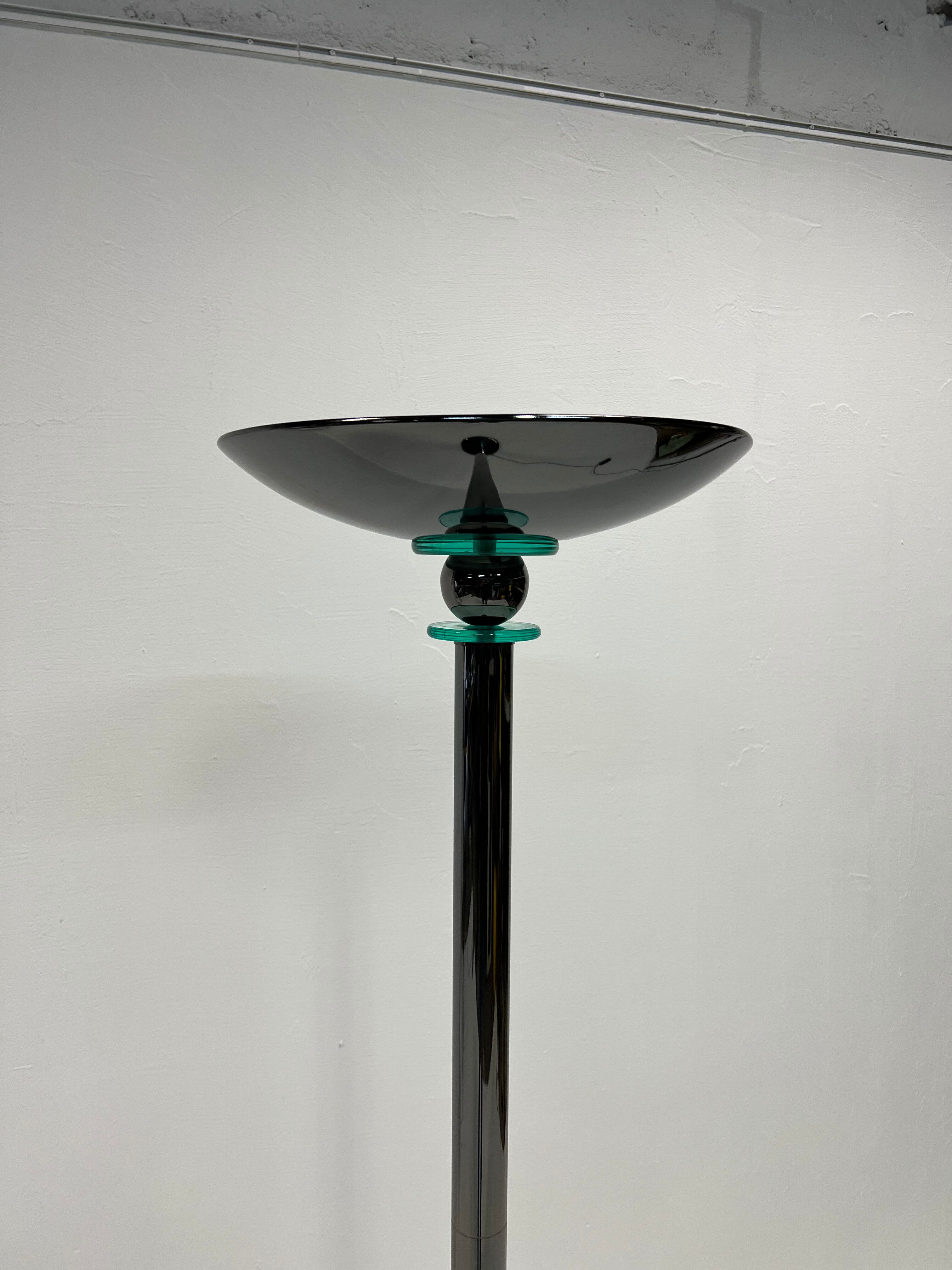 Floor lamp, 80s silver metal