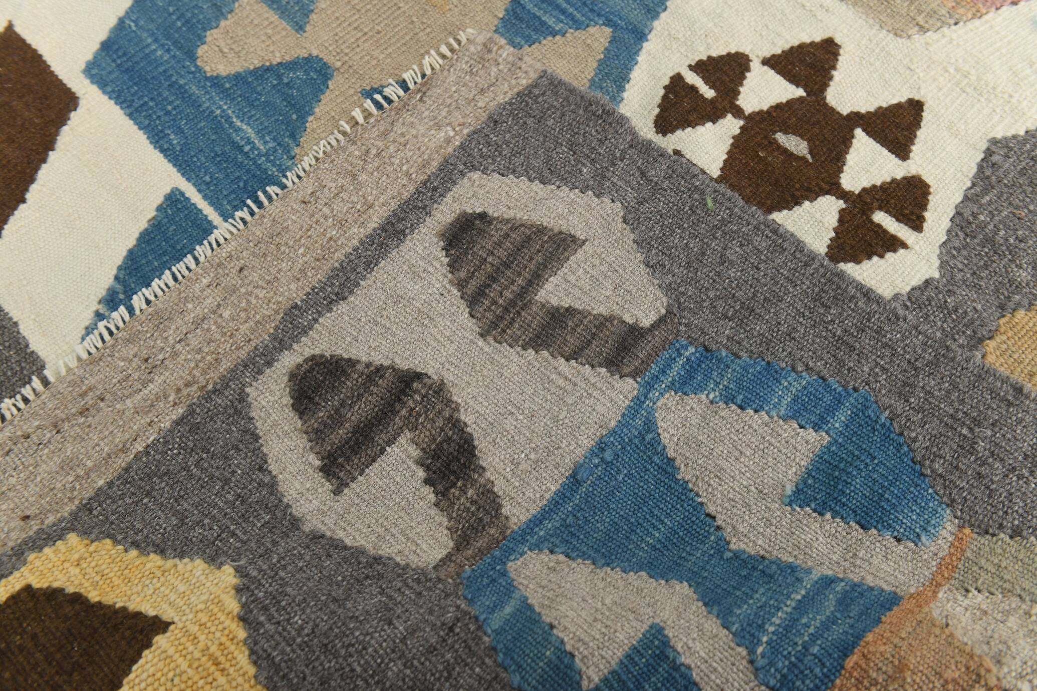 Tapis Kilim de luxe de style rare géométrique 9x11, tapis Kilim vintage de grande surface