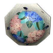 Art déco, suspension verre émaillé signée Loÿs Lucha vers 1930