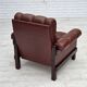1970s, Scandinavian armchair, furniture leather, dark beech wood.