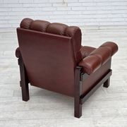 1970s, Scandinavian armchair, furniture leather, dark beech wood.
