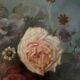 Tableau HST vers 1874 Jetée de fleur sur entablement signé + cadre
