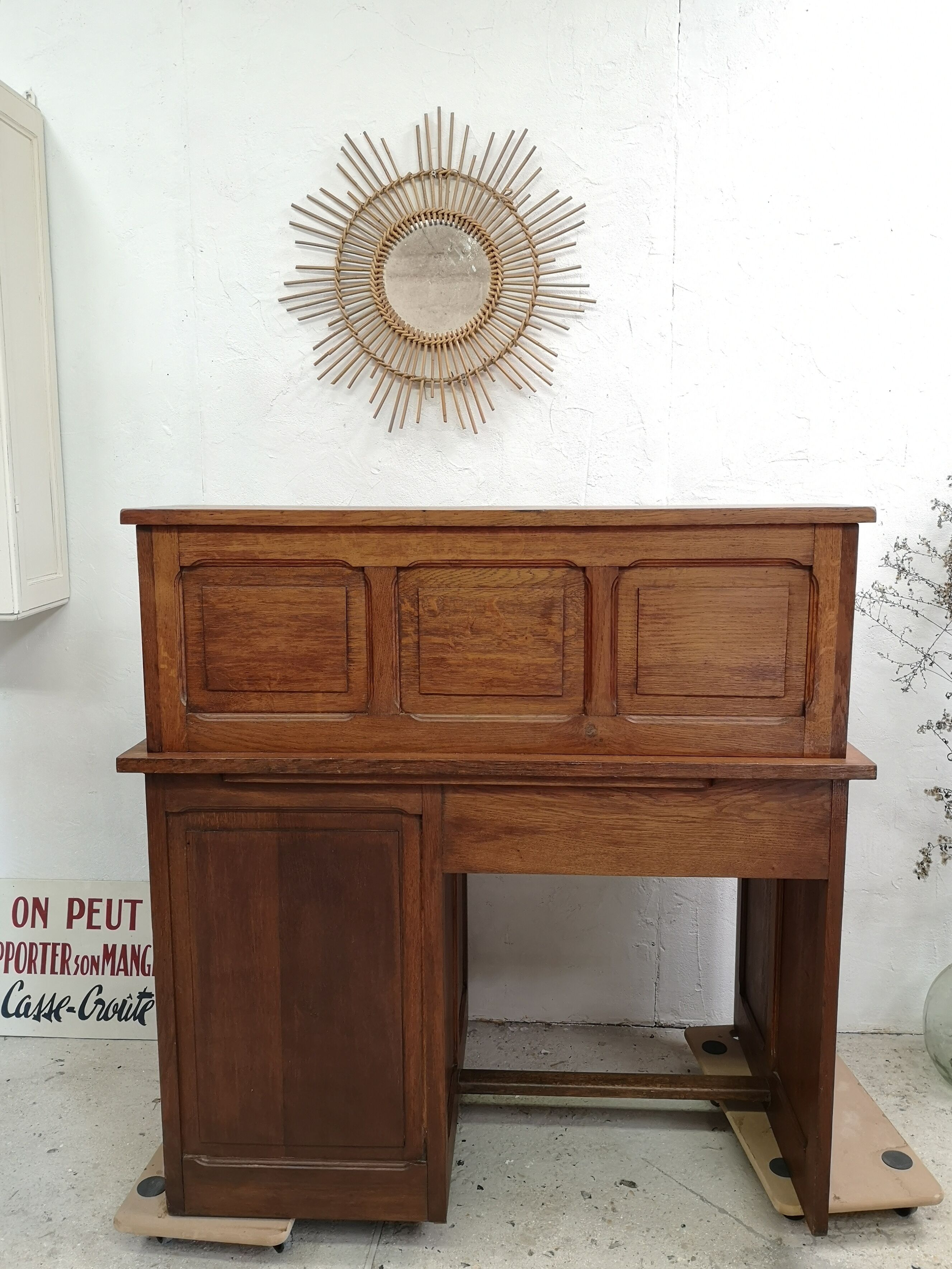 American office with curtain box administration oak