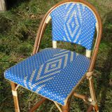 Bar stool with back rattan blue vintage 1970-80