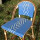 Bar stool with back rattan blue vintage 1970-80