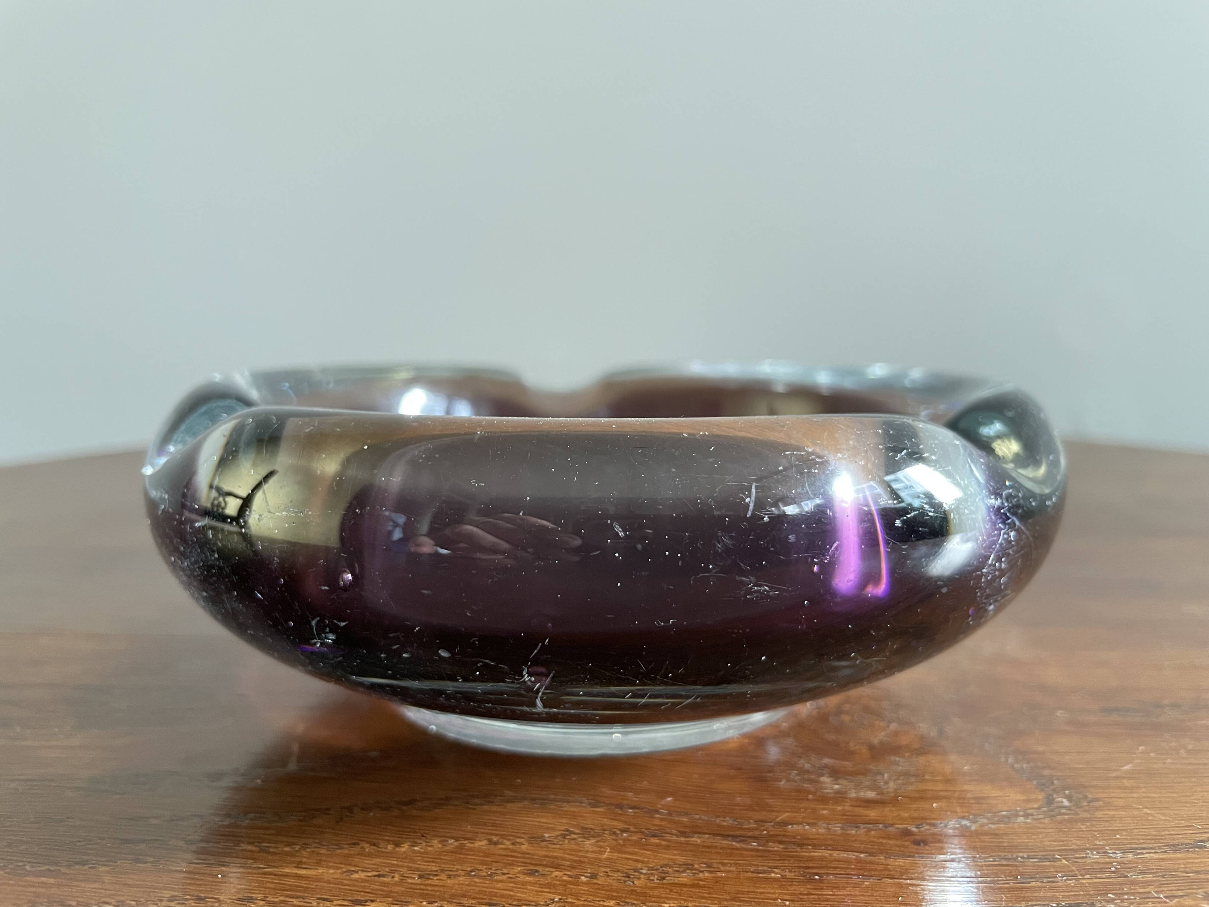Cendrier rond violet foncé, Murano