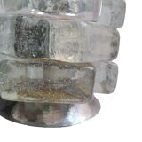 Brutalist solid bubble glass clear and red table lamps 1960s, set of 2