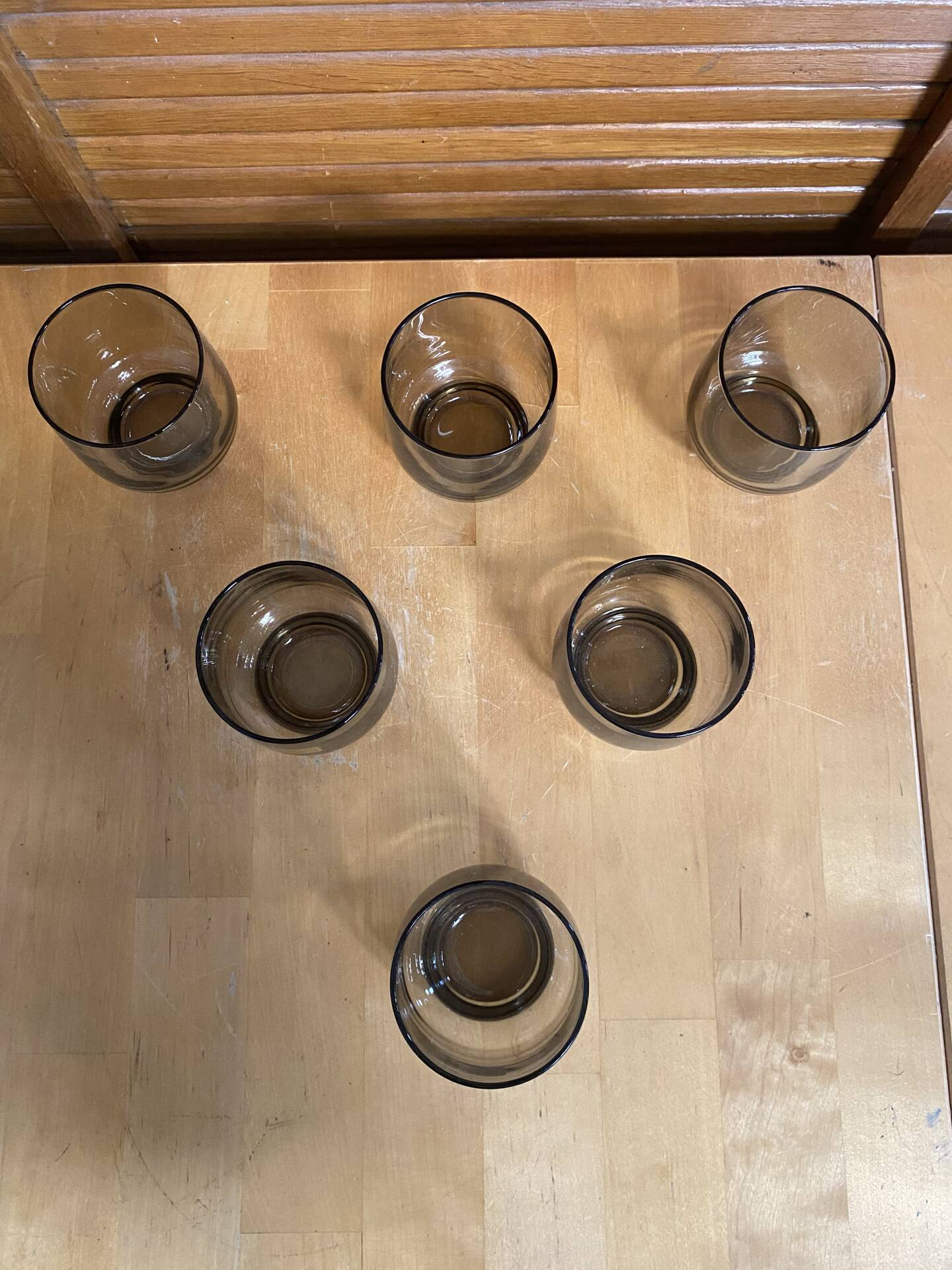 Set of 6 luminarc glasses grey smoke 1970s vintage #e395