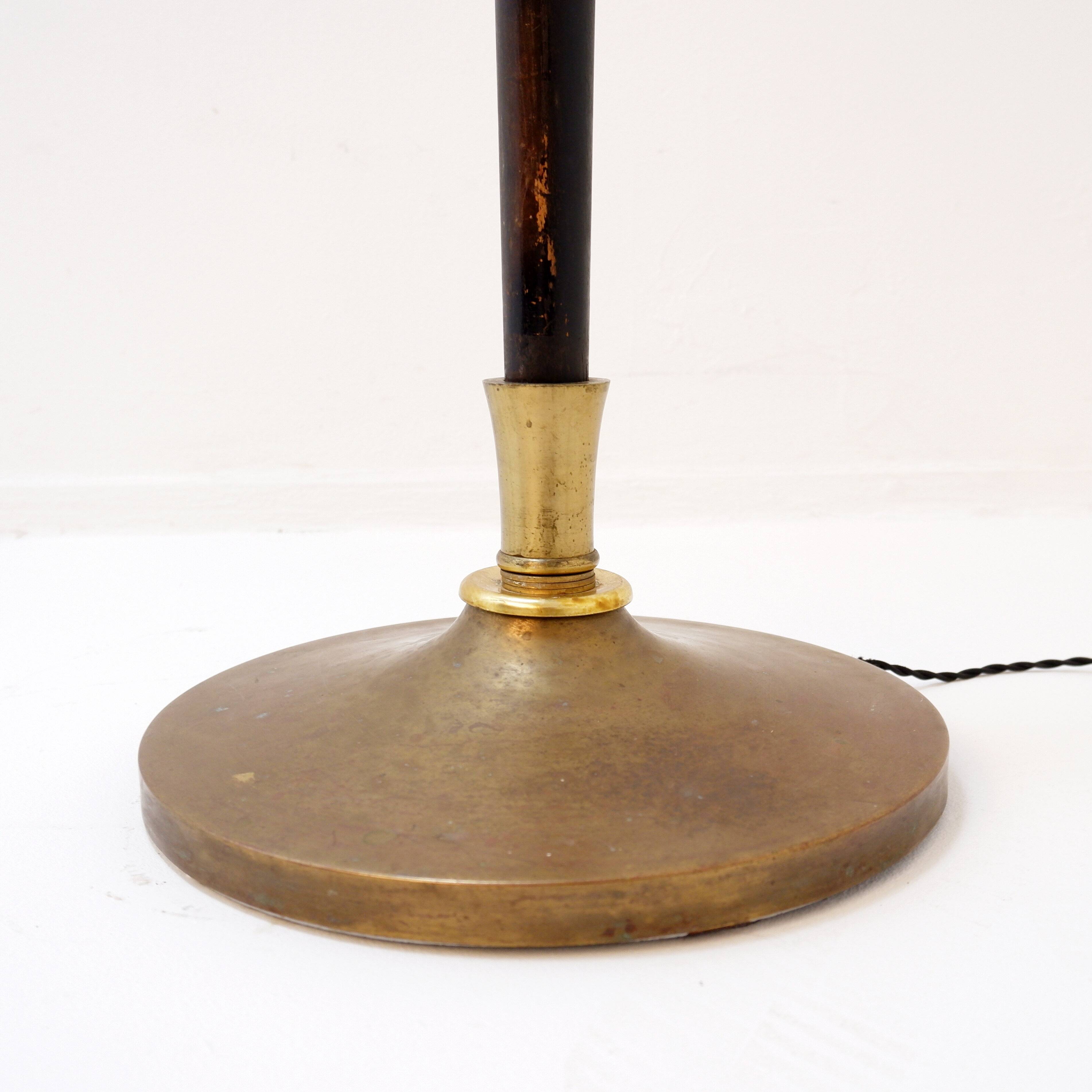 Art Deco metal and brass floor lamp