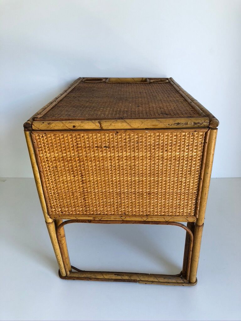 Children's rattan desk with matching chair