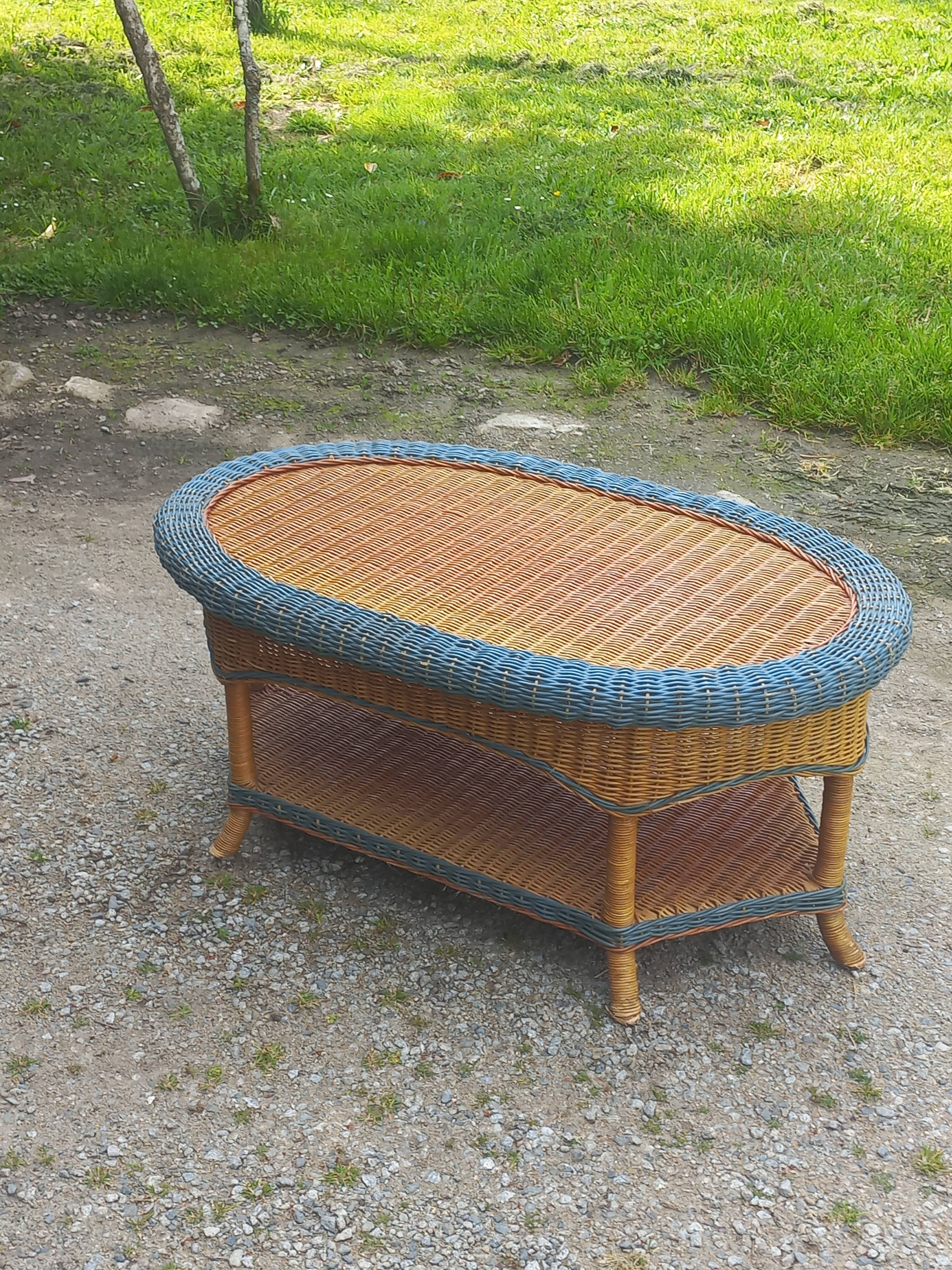 Two-tone rattan coffee table