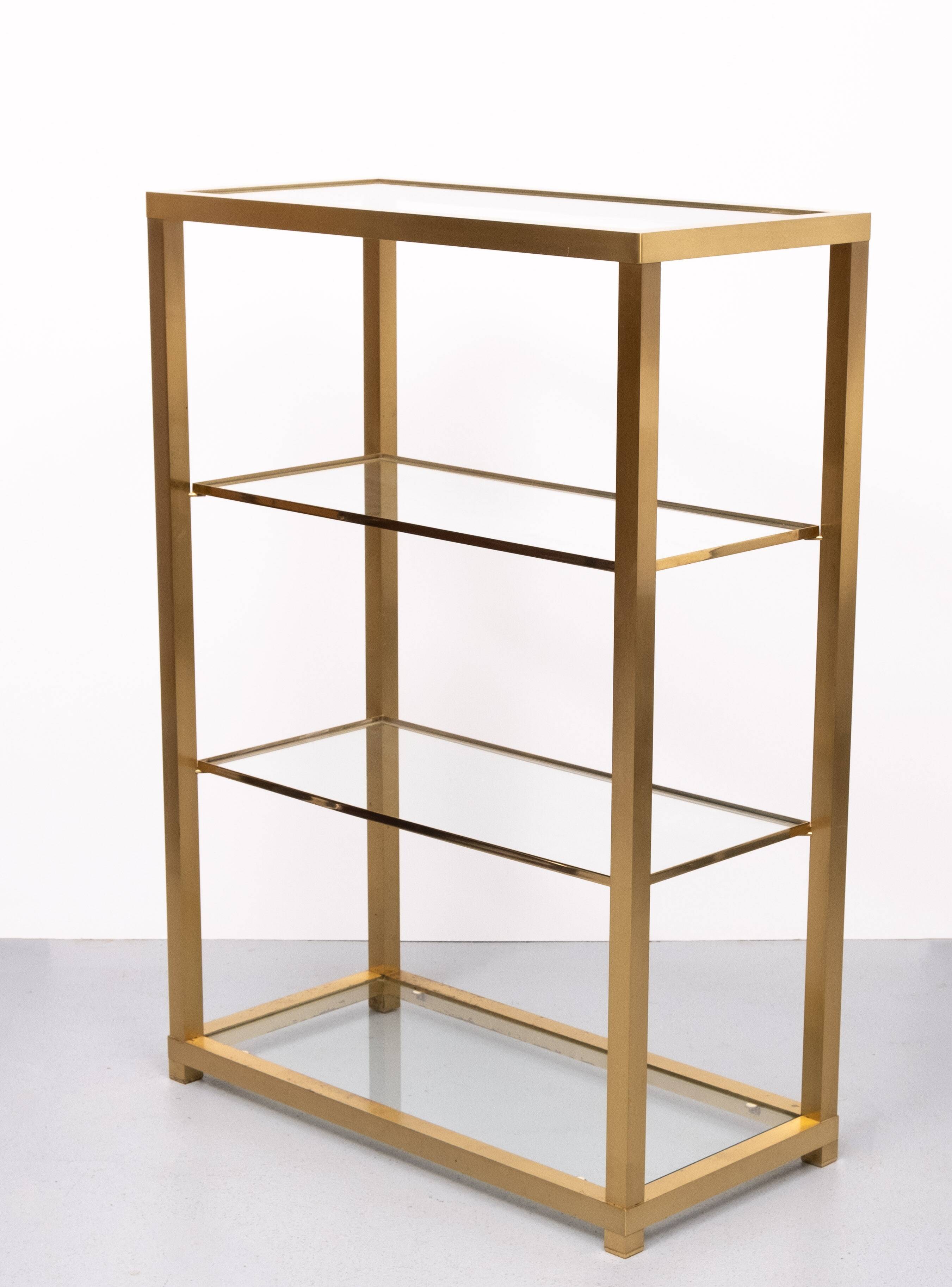 Brass and Glass Etagere or bookcase . Italy 1970s