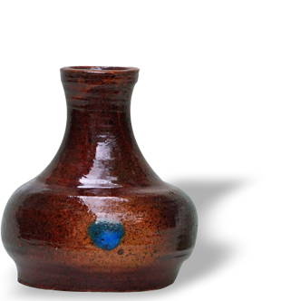 Vase céramique vintage marron et bleu