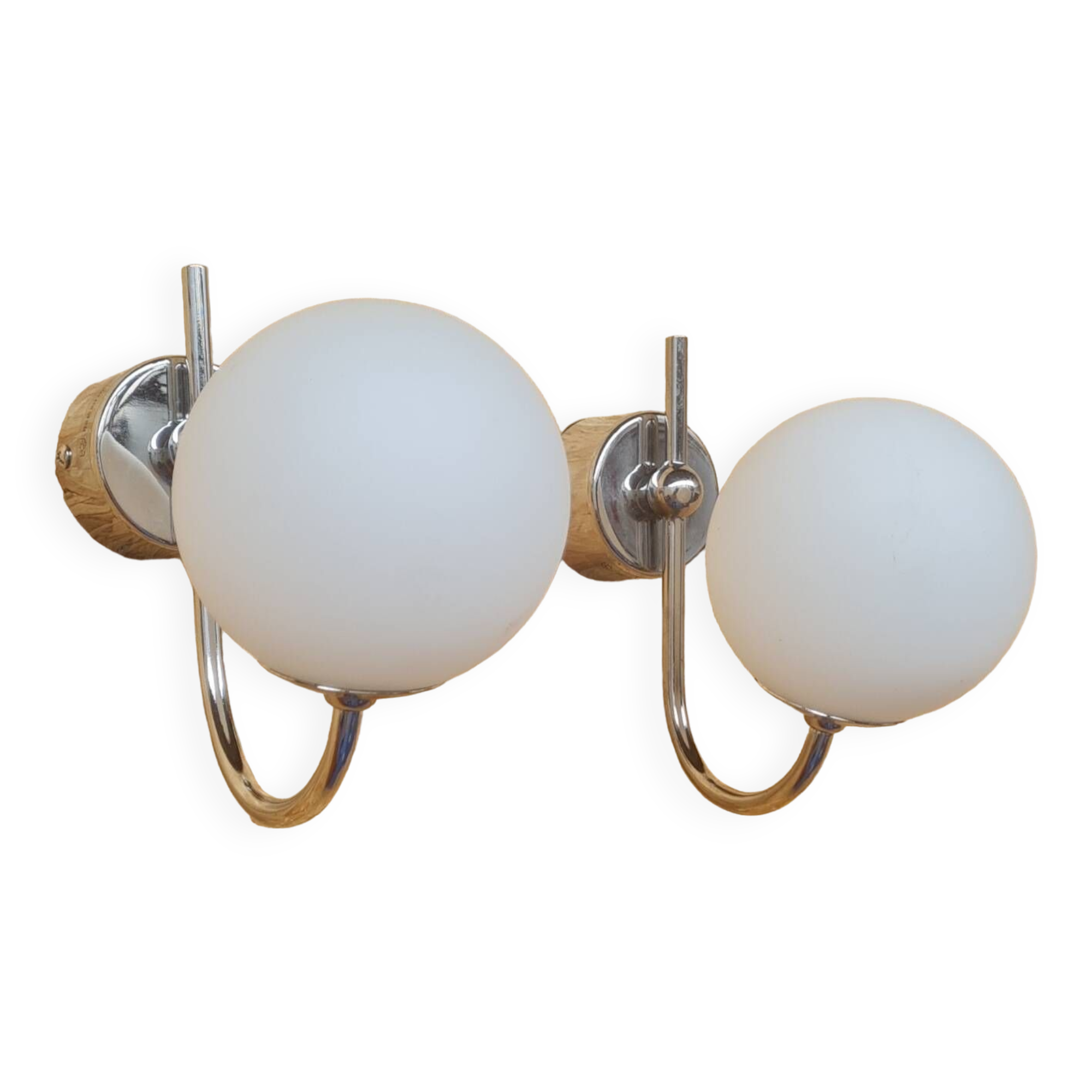 Pair of ball and chrome wall lights