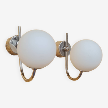 Pair of ball and chrome wall lights