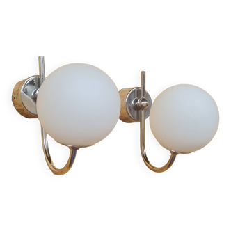 Pair of ball and chrome wall lights