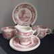 Staffordshire cups, saucers, plates and milk jar