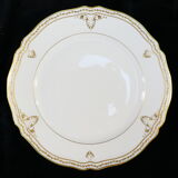 12 large flat plates in LIMOGES porcelain GIRAUD gilded hand painted