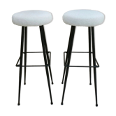 Paire de tabourets hauts de bar en métal années 60