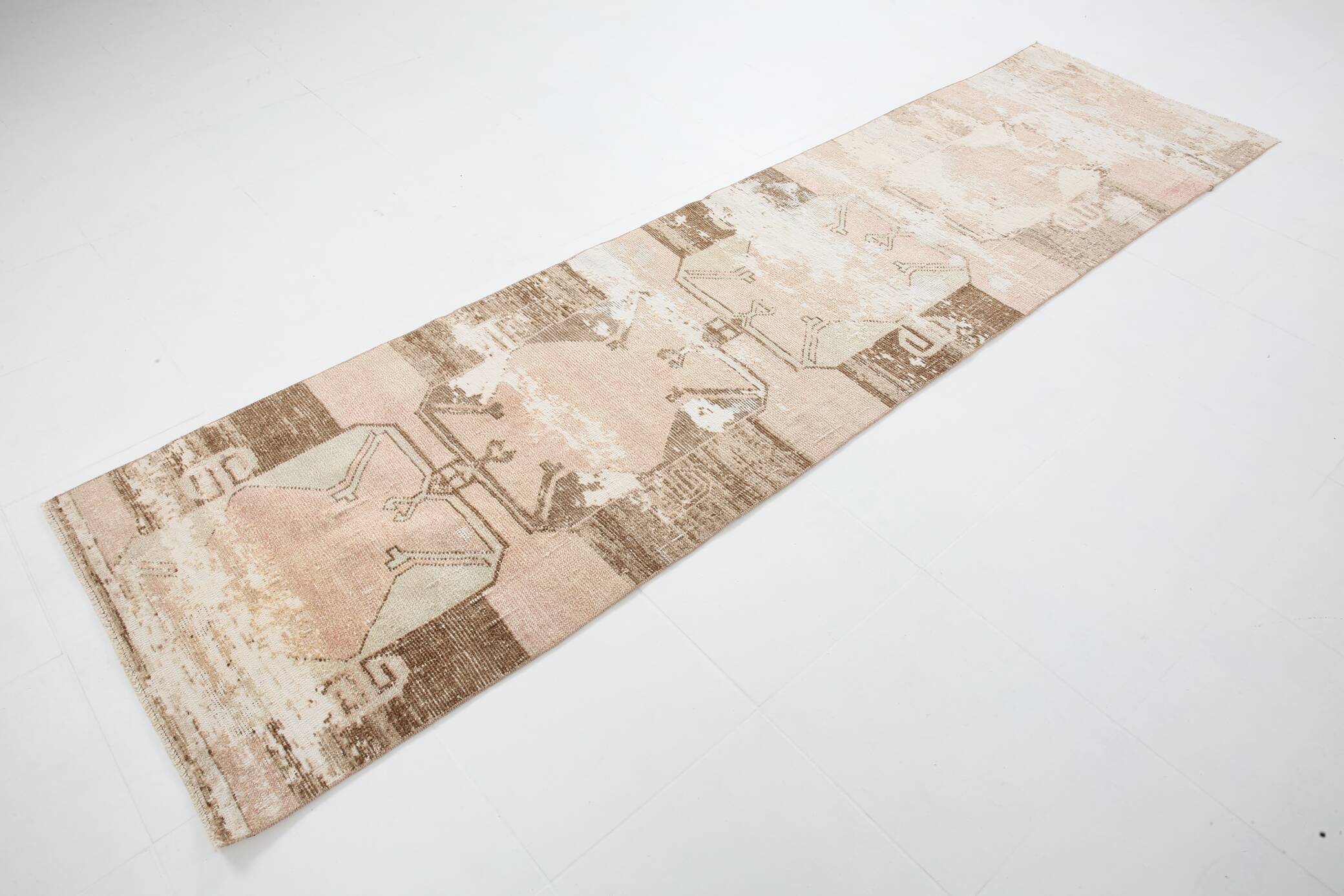 3x11 Rug For Kitchen Brown Beige Turkish Runner Rug, 86x325Cm SK 5286