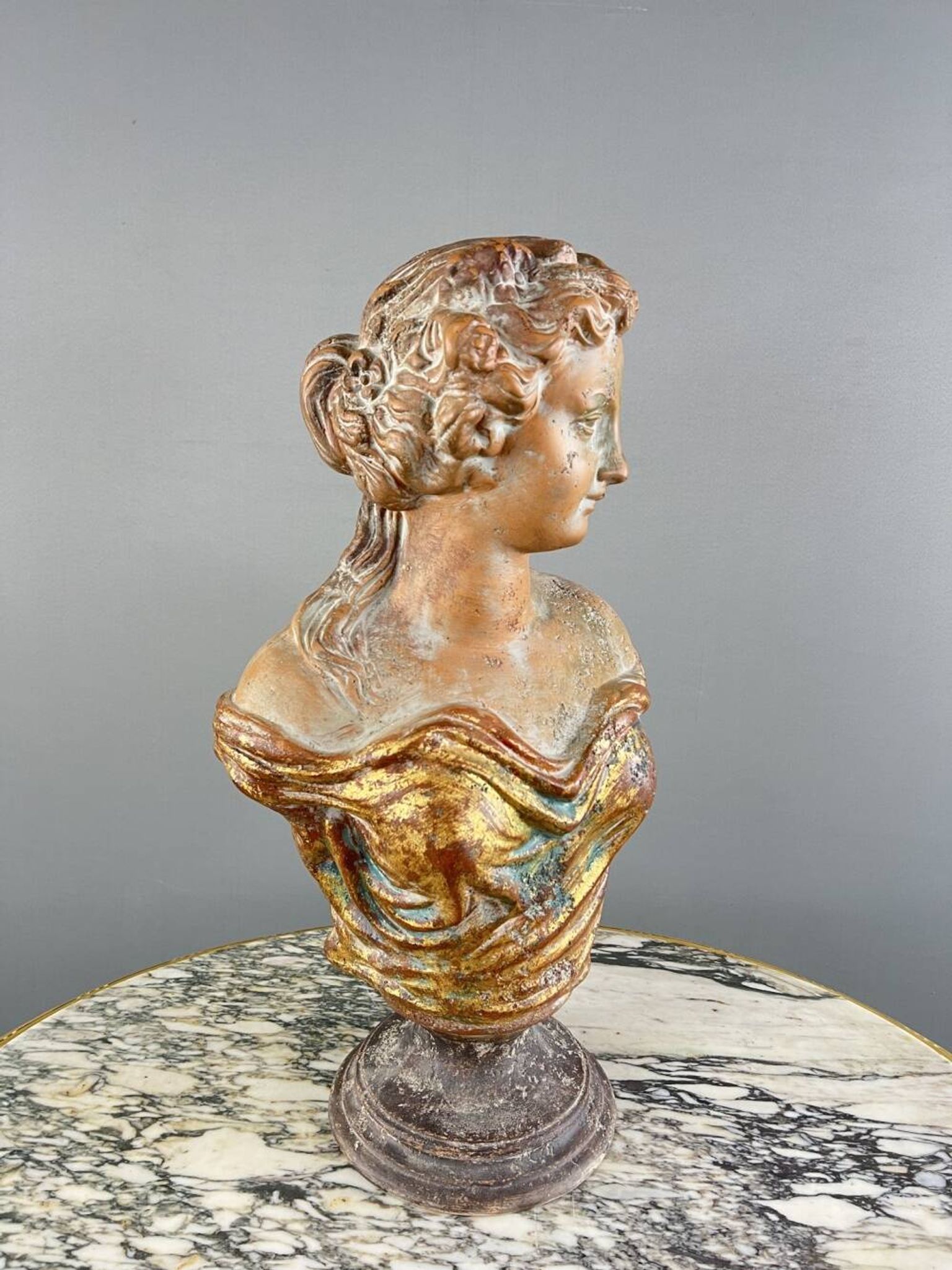Buste Féminin En Terre Cuite, Italie, XXe Siècle