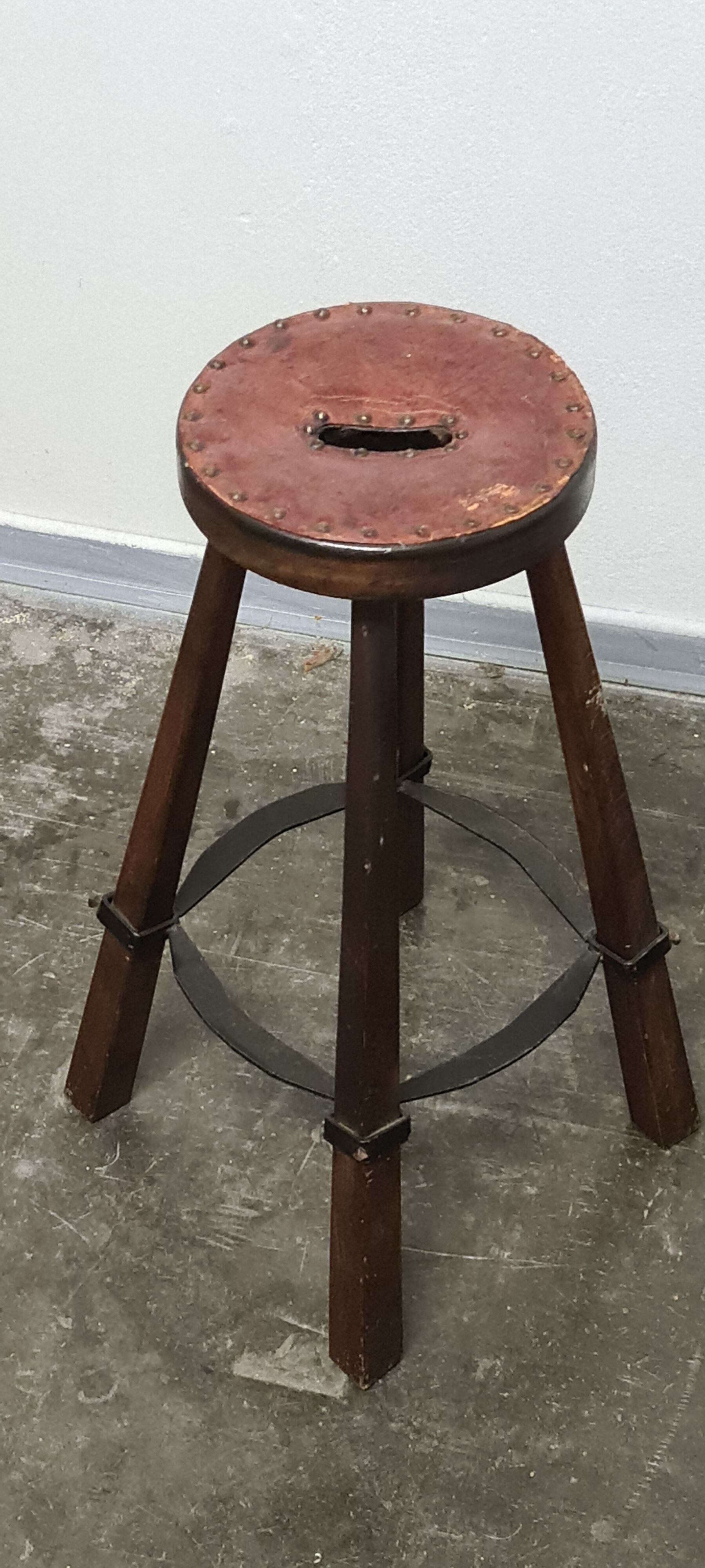Vintage set of 3 Brutalist bar stools