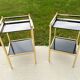 Pair of bedside tables or side tables, Hollywood Regency style,
