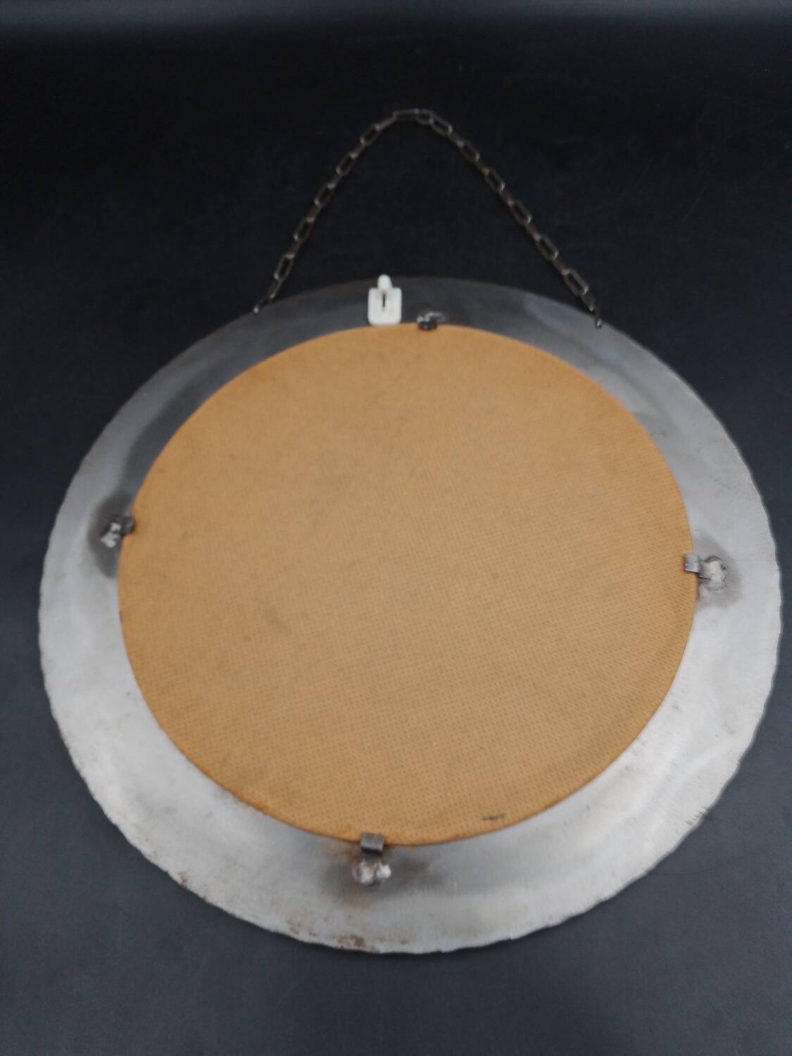Beautiful brutalist round iron mirror in the RYCKAERT style ATELIER MAROLLES JEAN TOU