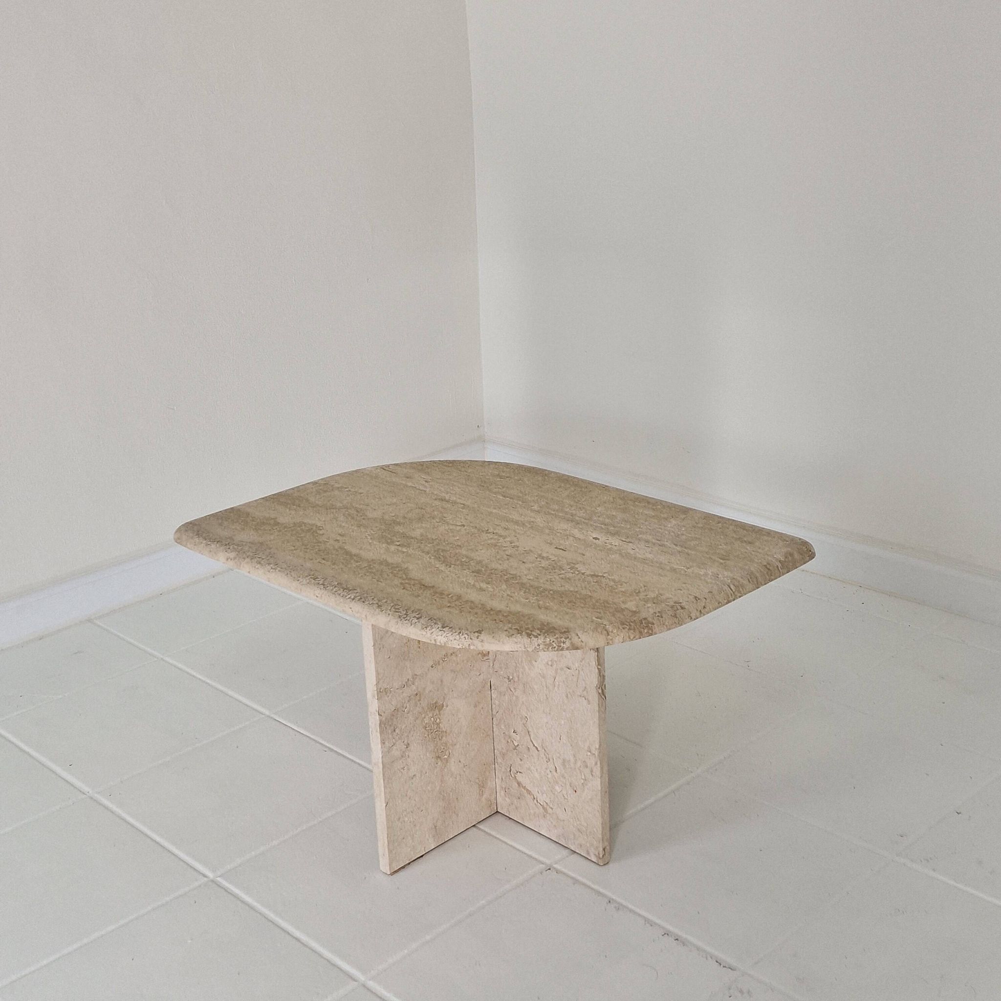 Travertine Coffee or Side Table in Teardrop Shape, Italy 1980s