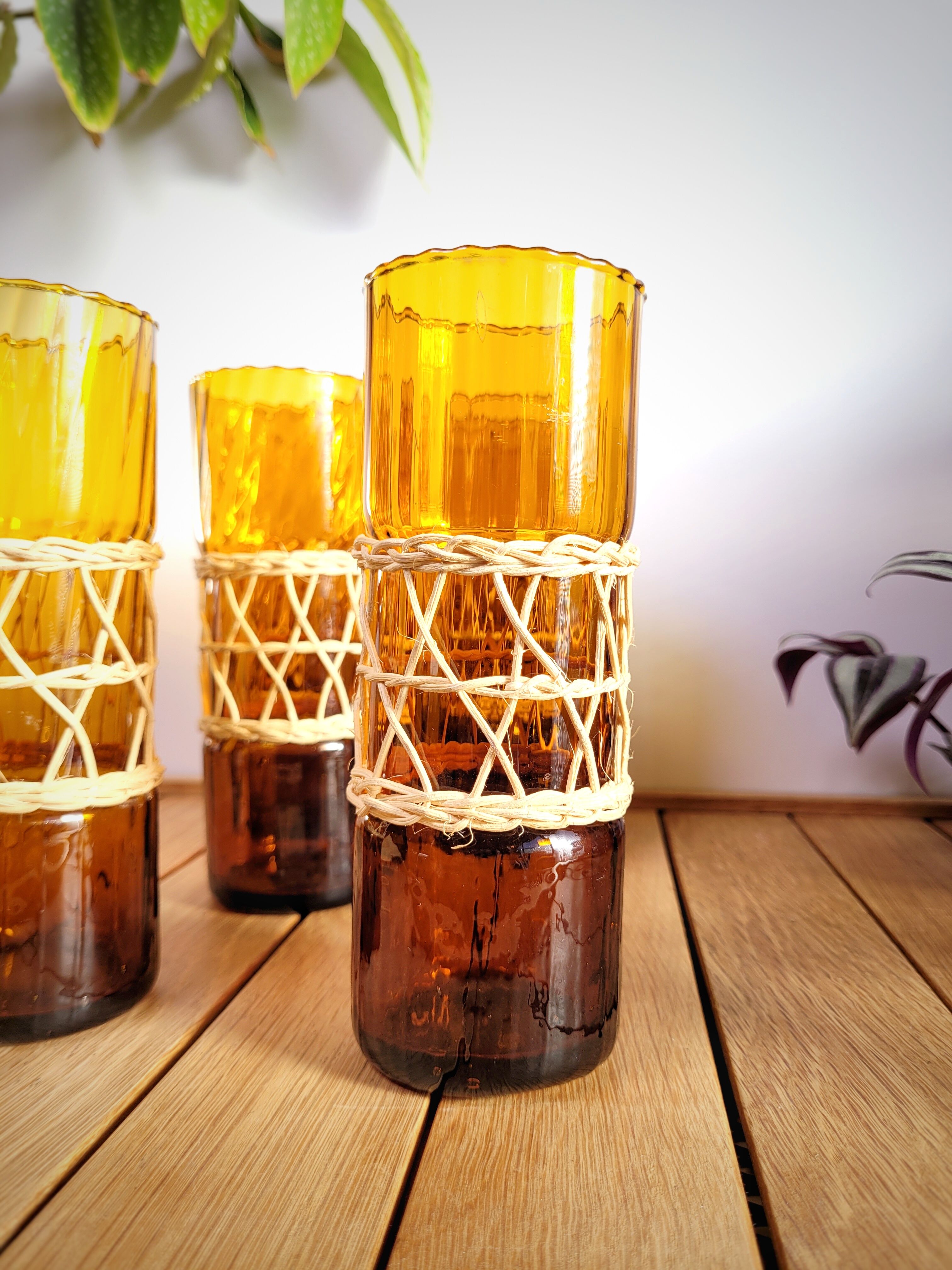 Amber & wicker glasses