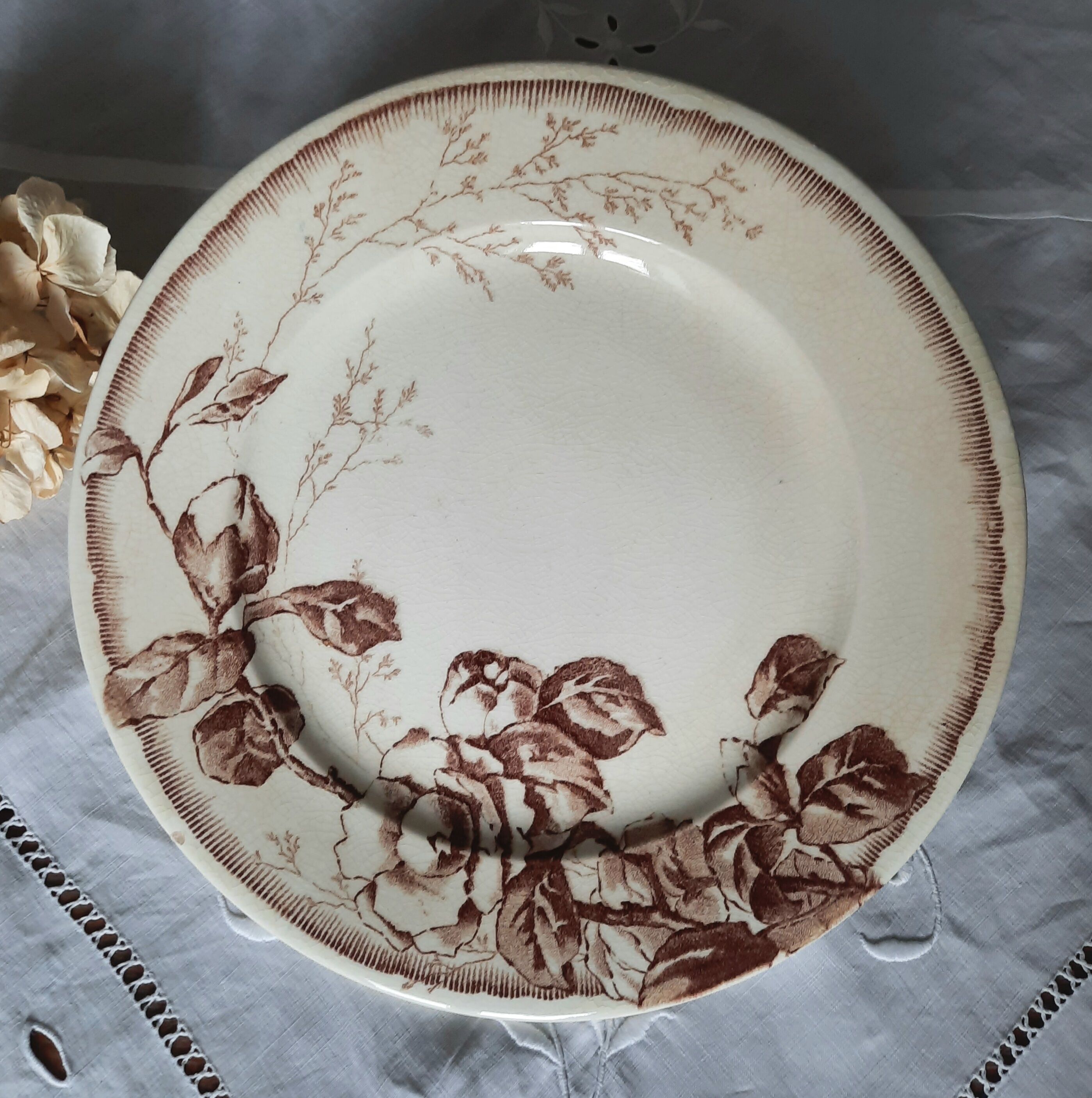 Old flat plates mismatched in earthenware