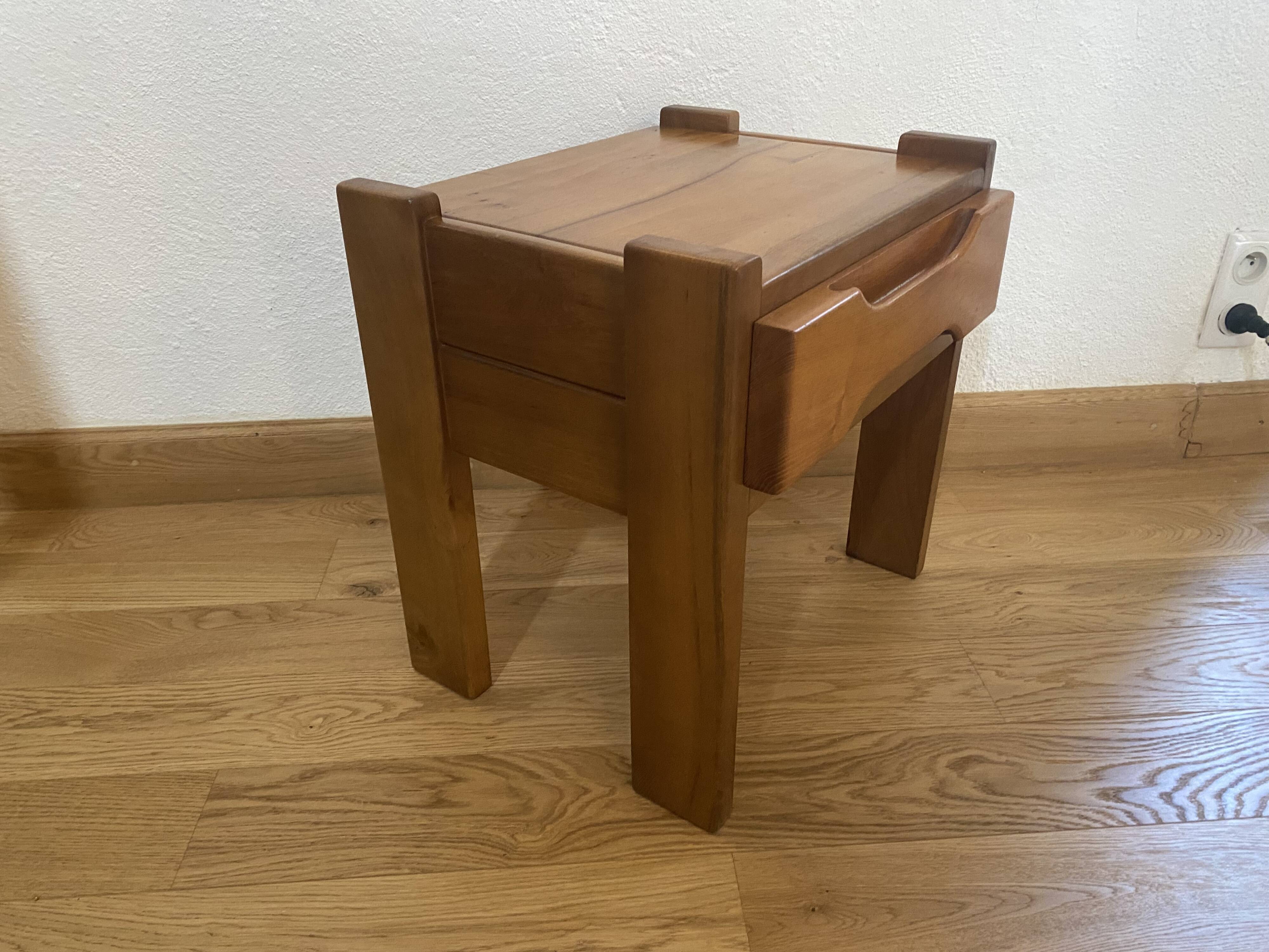 Solid oak bedside table, Maison Regain 1960