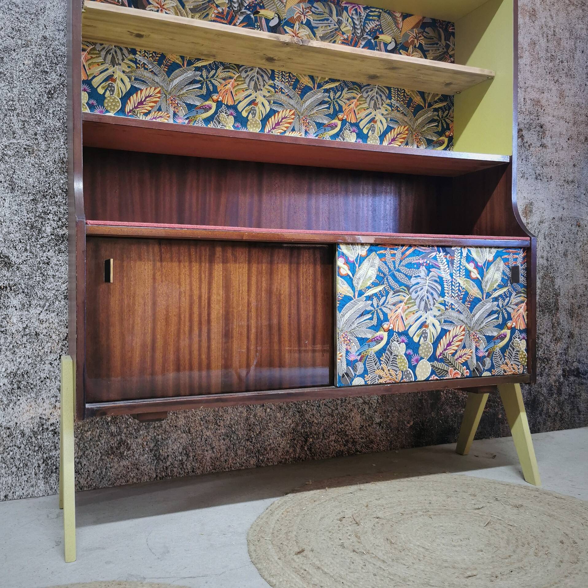 Vintage asymmetrical sideboard with compass legs